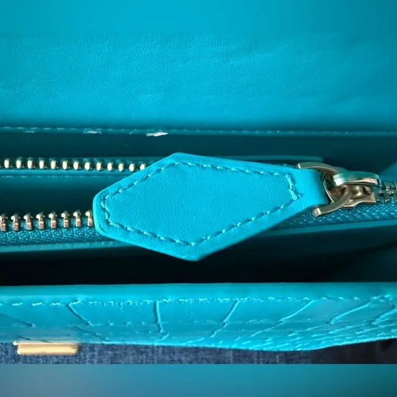 💙💚Pinko Blue and Gold Shoulder Bag with Croc Embossed Texture 💙💚 - Picture 7 of 9